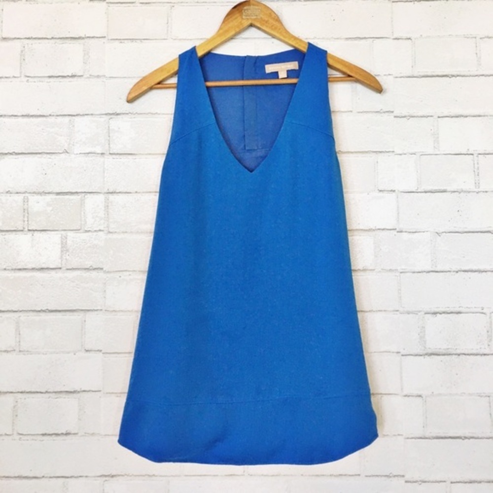 Banana Republic Double Lined Sky Blue Deep V Neck Sleeveless Blouse Tank Top